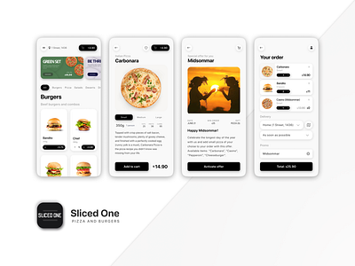 Sliced One - Restaurant Delivery App app branding delivery design food logo ui ux