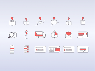Delivery Tracking Web Site Icon Pack graphic design icon icon pack ui vector