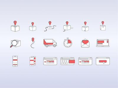 Delivery Tracking Web Site Icon Pack