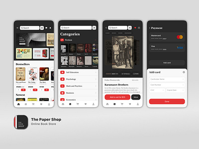 The Paper Shop - Book Store App app branding ecommerce logo ui ux