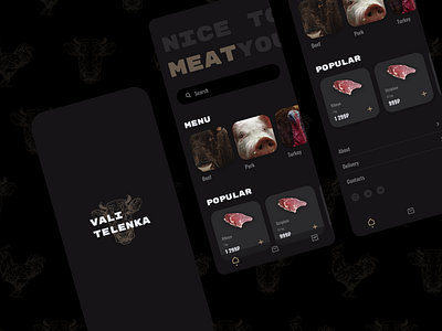 Vali Telenka app branding delivery design food meat steak ui ux