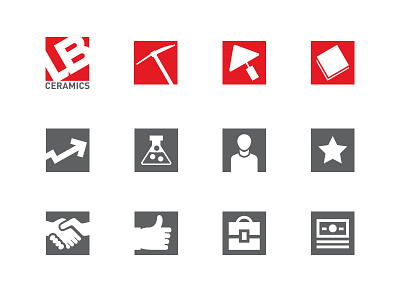 Some icons for Lasselsberger Ceramics ceramic flat gray icons lasselsberger lasselsbergerceramics onecolor red square