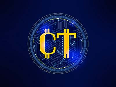 Crypto Trade logo bitcoin blue computer logo logotype prosessor technlogies trade
