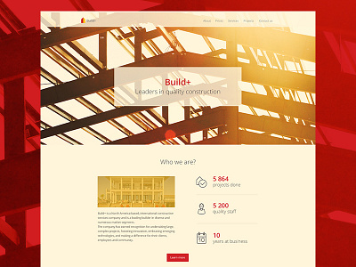 Build+ building company site build build construction building company construction red services site web web design yellow