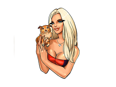 Comic style illustration art beauty comic dog illustration pin up popart services sexy