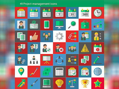 Project management flat icons bundle business communication finance flat icondesign icons management office project set work