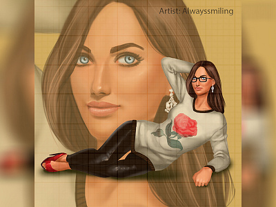 Girl with rose sweetshot and glasses fashion girl glasses lady lying photoshop rose sweatshot woman