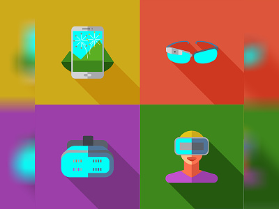 Technology icons in flat style 3d augmented games glass icon phone ray reality smart smartphone technology
