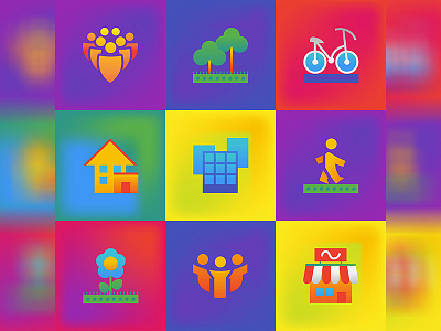 City life icons brutalism bycicle city colorful colors cycle flat flower icons material outdoor shop