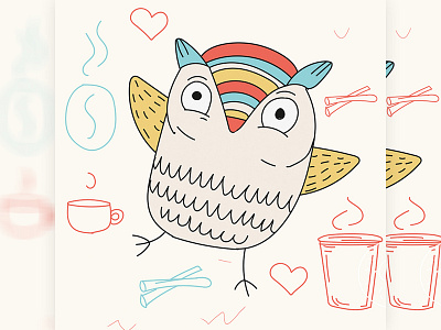 Another owl cafe cartoon coffee coffeetogo cup drink lines mascot outline owl store