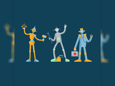 Robots illustration art automate doctor education help illustration illustrator lawyer repairman robot service vector