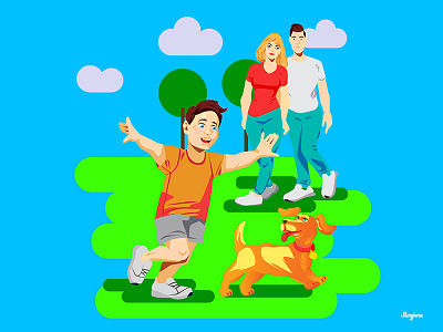 Pet illustration art artwork colors dog doggy flat happy illustration kid outdoors pet spring