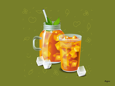 Tea vector cafe cup drink fresh glass illustration illustrator real realism restaraunt tea vector