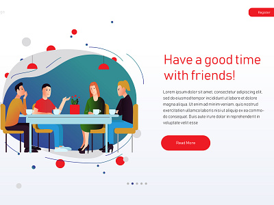 Friends illustration artwork cafe design flat friends graphic art graphic arts icons illistration illustration illustrator interface people restaraunt slider ui ui ux design vector web web site