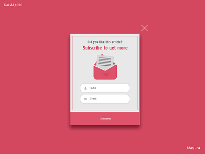 Daily UI #026 - Subscribe daily 100 challenge daily ui daily ui daily ui 026 dailyui dating flat form icons illustration interface love pink popup romantic subscribe subscribe form ui vector window