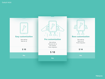 Daily UI #030 - Pricing agency app design daily ui daily ui 030 dailyui flat green illustrator mobile mobile app price price list pricing robot select studio table ui vector web studio