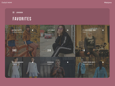 Daily UI #044 - Favorites clothes clothes shop daily ui daily ui 044 dailyui dark fashion fashion app fashion blog fav favorites flat interface look look book lookbook pink ui ux web