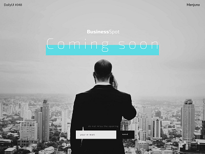 Daily UI #048 Coming soon black black white business and finance business man coming coming soon page comingsoon daily daily ui daily ui 048 dailyui design elegant flat interface rich soon typography ui web