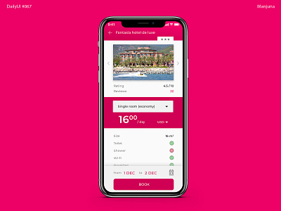 Daily UI #067 - hotel booking book book app booking daily ui daily ui 067 dailyui flat hotel hotel app hotel booking interface order form pink real estate realty room booking tour app travel ui ux