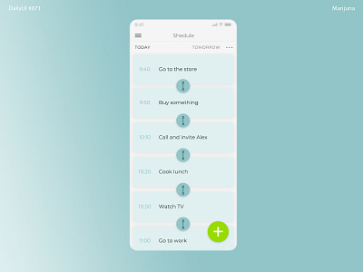 Daily UI #071 - Shedule actions app calendar blue calendar daily 100 daily ui dailyui design flat ios10 light listed material mobile app shedule shedule app shopping todo todo app ux