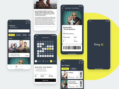 Going App Redesign - UI/UX app articles design events ios mobile app seats tickets ui design ux wireframes