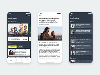 Going App Redesign - UI/UX app article concerts design events home home page ios mobile app notifications ui ui design ux