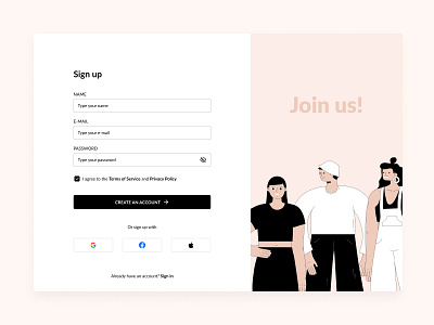 Sign Up Form, Daily UI #001 001 app dailyui design illustration logi in mobile app sign in sign up site ui ui design ux website