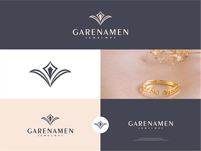 GARENAMEN logo brand branding cloting design fashion gold icon illustration jewelery jewelery logo lettering line logo logo awesome logo design logo great logo type spa vector