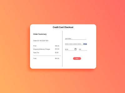 Credit Card Checkout UI (DailyUI #002) 002 creditcard dailyui design form ui