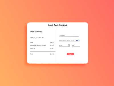 Credit Card Checkout UI (DailyUI #002)