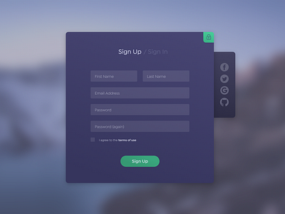 Sign Up form - Daily UI Challenge 001 app blur daily ui design form gradient sign up signup tab ui ux web