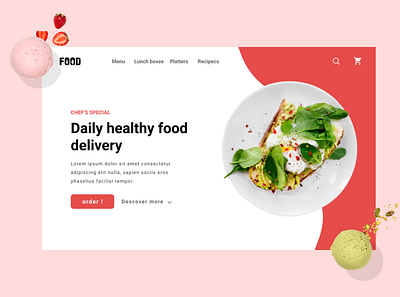 Healthy food delivery company landing page 3d animation design food illustration lading page web design ladingpage ui