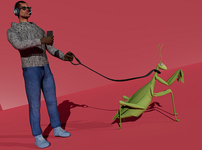 Stroller with mantis✨ 3d 3dmodel animation autodeskmaya design graphic design man mantis