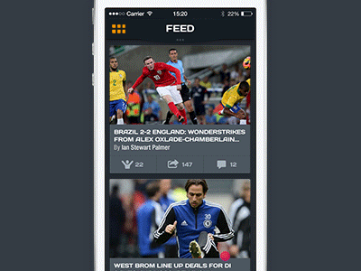 Topbar Animation animation feed flat ftbpro interface ios iphone menu navigation side topbar ui