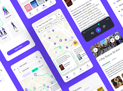 Mappo app books flat icons illustration map mobile mobile app search tourism travel ui ux ux