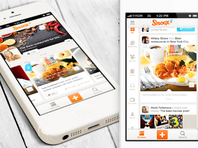 Snoox app app display feed home ios iphone mobile recommendation