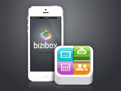 Bizibox app icon 3d android app blue business fav favico finance green icon ios iphone iphone5 liquid logo mobile orange purple screen splash