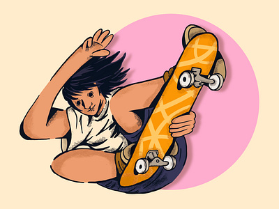 Skate Boy art boy character design drawing flat grain graphic illustration illustrator modern procreate skate skateboard skateboarding sport style texture trend urban