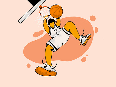 Dunk it! art basket basketball boy character design drawing dunk flat grain graphic illustration illustrator modern procreate slamdunk sport style texture trend