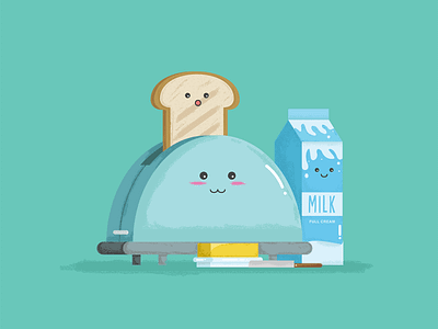 The Perfect Breakfast art avatars bread break fast character cute food icon illustration milk toast vector