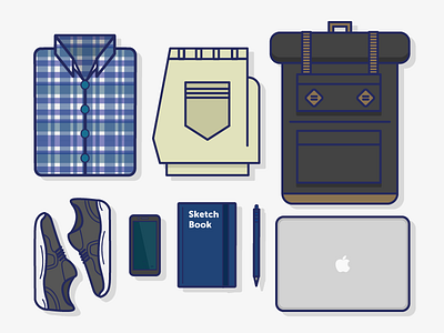 My Essentials designer essentials flat icon illustration laptop personal set