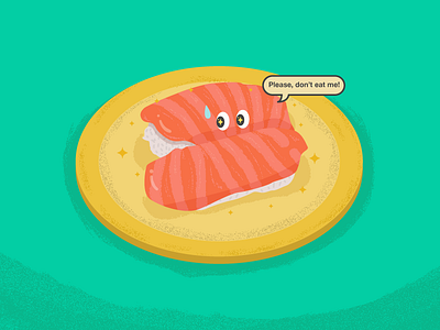 The Little Sushi guy - Please, don't eat me! artwork bursh character eat illustration japan nigiri rice sushi
