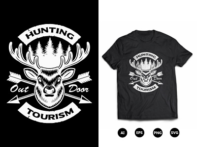 35. Hunting Out Door Tourism T-Shirt Design hunting t shirt design