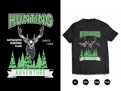 Hunting Authentic Hunting Club Since 1965 T-Shirt Design hunting t shirt design