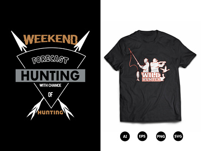 Weekend Forecast Hunting With Chance Of Hunting T-Shirt Design cool hunting t shirt