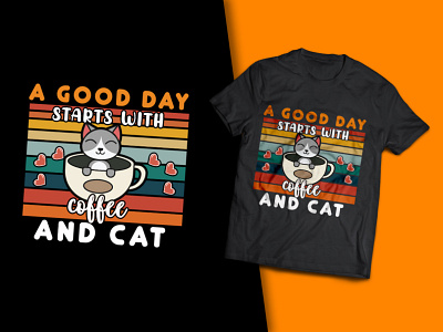 A Good Day Starts With Coffee And Cat T-Shirt Design