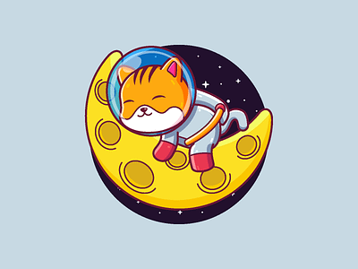 Cat Astronaut animal astronaut cartoon cat character cute graphic design icon illustration logo space vector