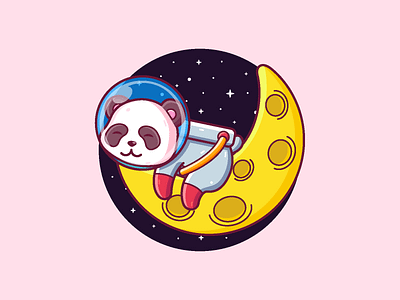 Panda Astronaut animal astronaut cart cartoon character cute graphic design icon illustration logo panda space vector