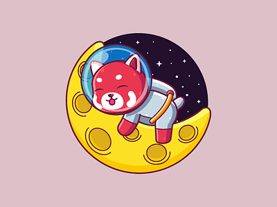 Red Panda Astronaut animal astronaut cartoon character cute graphic design icon illustration logo red panda space vector