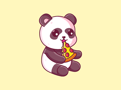 Panda Pizza animal cartoon character cute graphic design icon illustration logo panda pizza vector